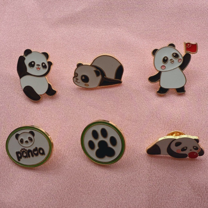 Event Supplies - 6pcs Cartoon China Panda Badge Autumn/Winter
