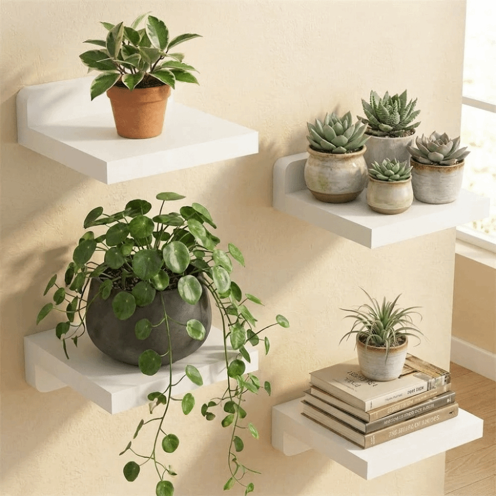 4PCS Wood Small Floating Shelv - огляд і ціна Flower Wall Panel