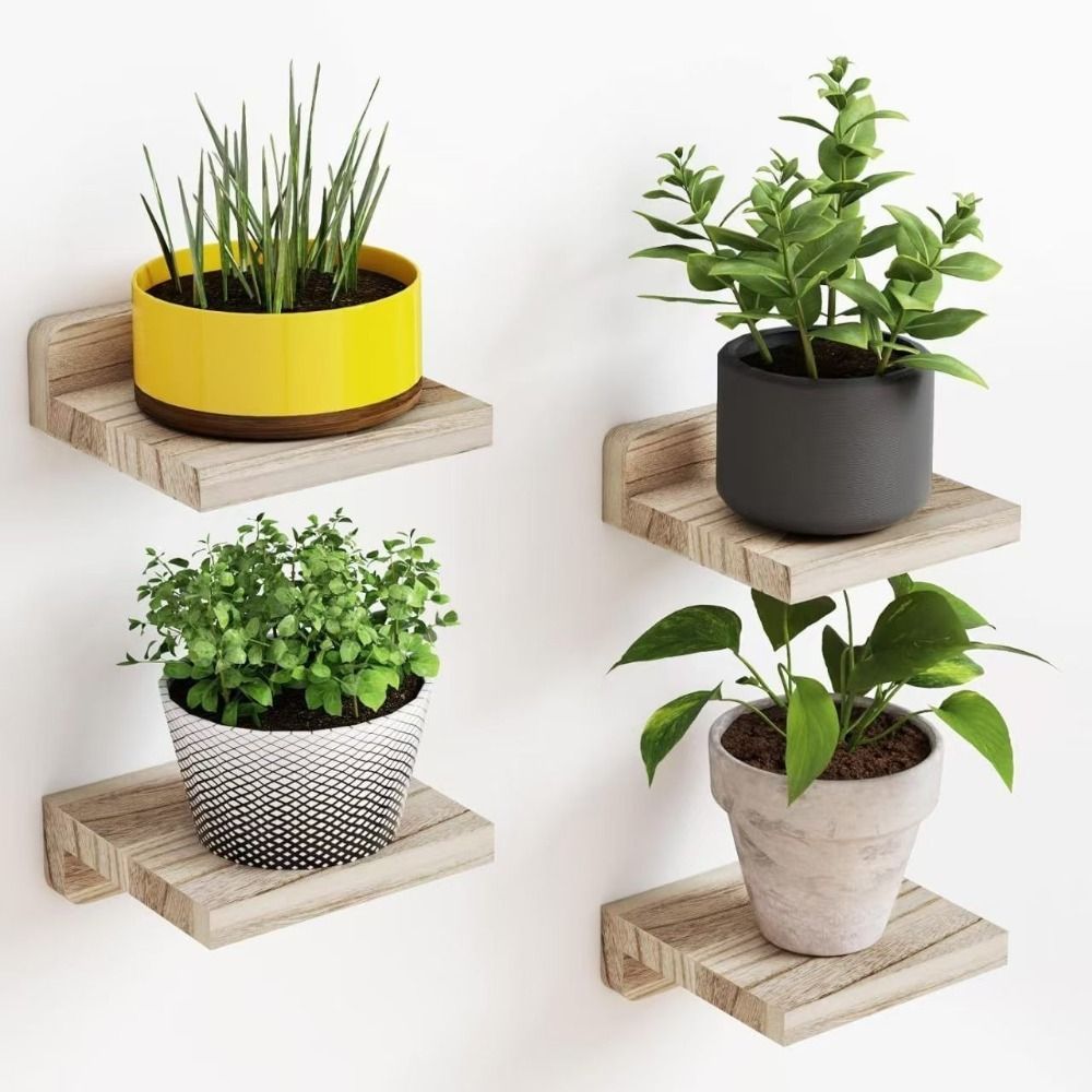 4PCS Wood Small Floating Shelv - огляд і ціна Flower Wall Panel