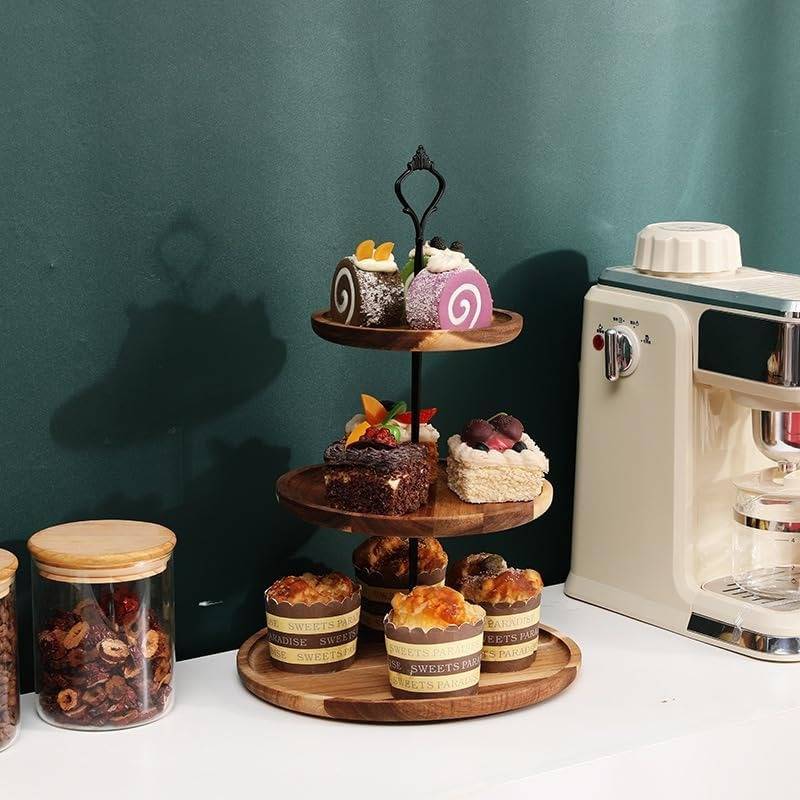 3Tier Cake Stand Acacia Wooden - огляд і ціна Cupcake Stand Tier