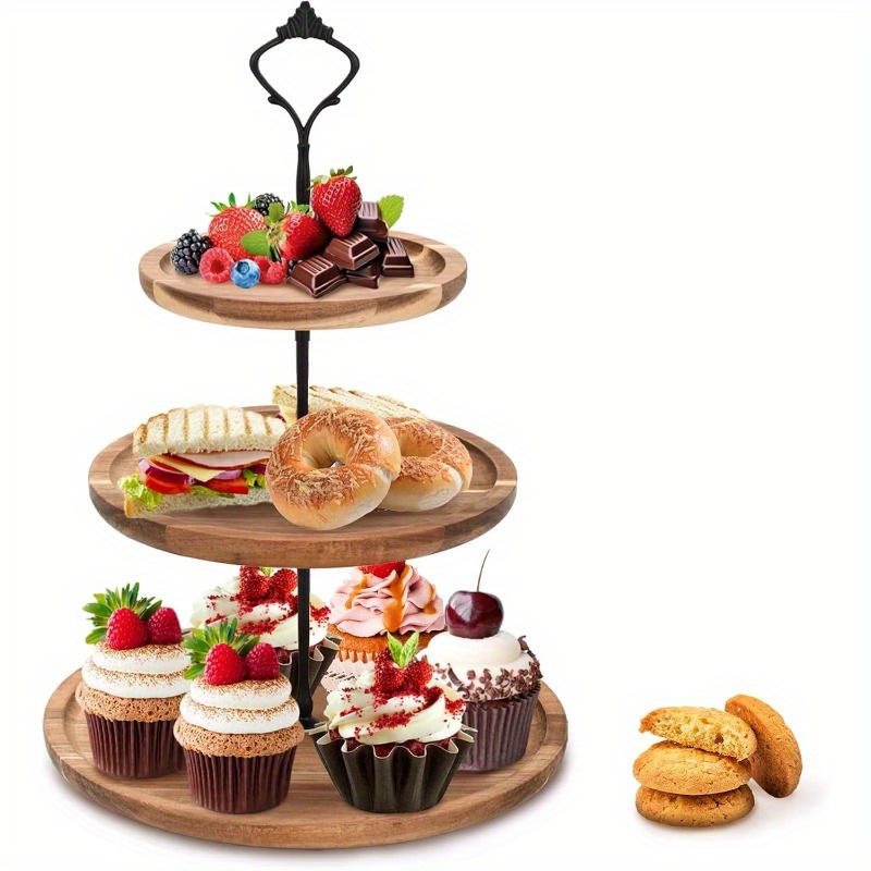 3Tier Cake Stand Acacia Wooden - огляд і ціна Cupcake Stand Tier