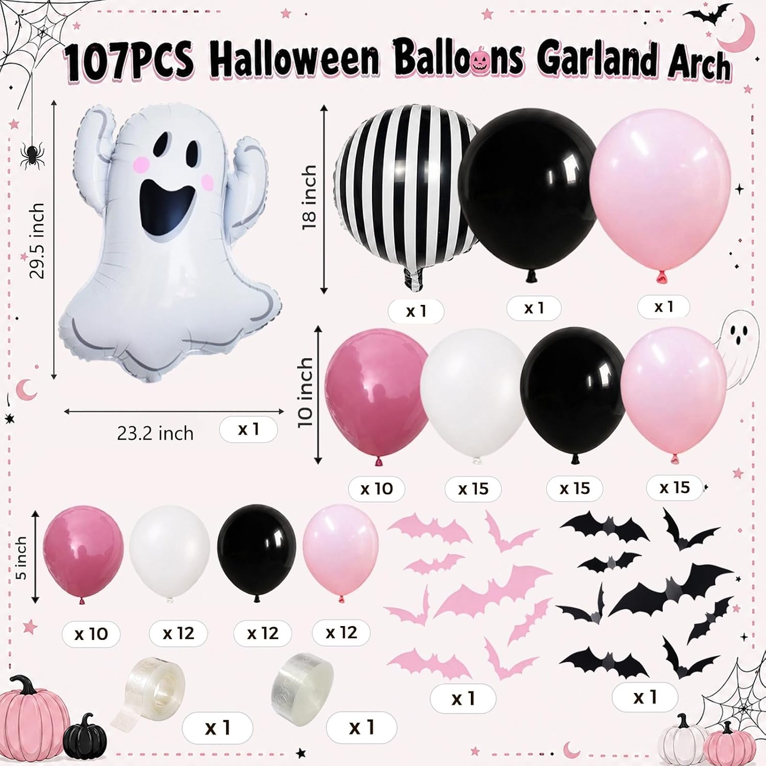 Cute Ghost Halloween Balloons  - огляд і ціна Balloon Arch Kit