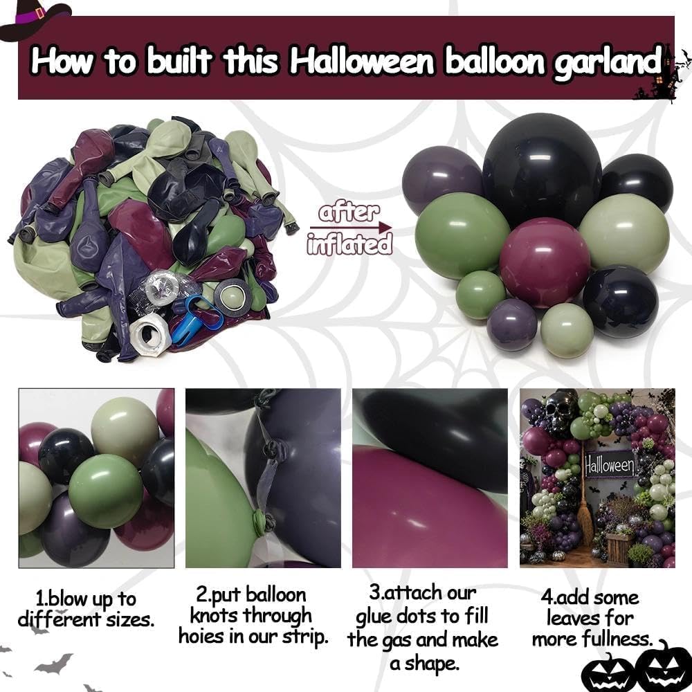 Black Purple Green Halloween S - огляд і ціна Balloon Arch Kit