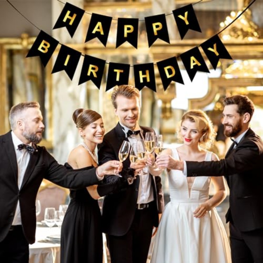 Happy Birthday Banner,Pre-Stru - огляд і ціна Party Banner Gold
