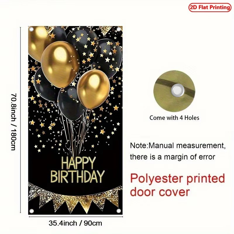 2D Door Banner, 1 Elegant Blac - огляд і ціна Party Banner Gold